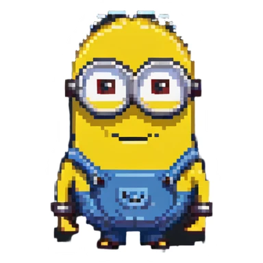 smiling Minion pixel art character sticker