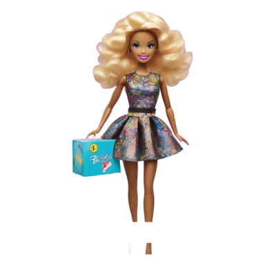 Barbie doll in package sticker
