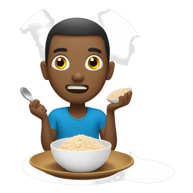 hungry person eating oatmeal sticker
