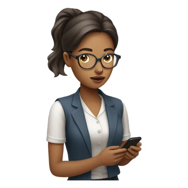 coach woman smartphone showing charts sticker