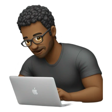 developer typing on macbook sticker