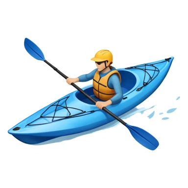 An icon showing a close-up of a sleek kayak with double-bladed paddles gliding through water. Splashes surround the boat as it cuts across a calm surface, symbolizing speed and focus. Transparent background emphasizes the dynamic and personal nature of kayak paddling. sticker