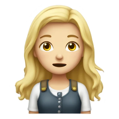Blonde German girl with stomach ache sticker
