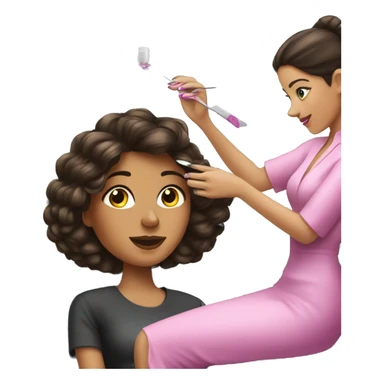 Brunette Girl getting a manicure at nail salon sticker