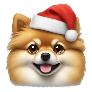 Pomeranian wearing a Christmas hat  sticker