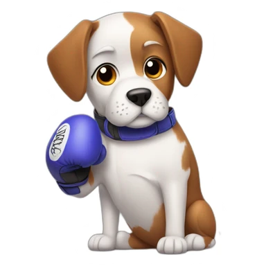 dog with boxing gloves sticker