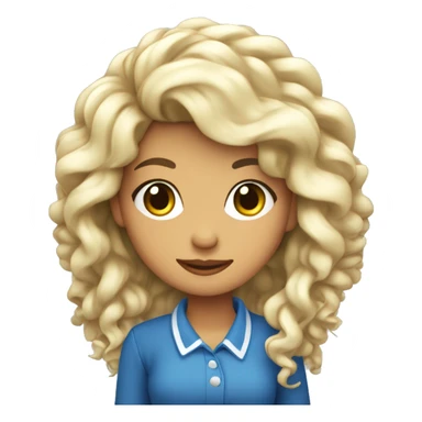 Chica con pelo rizado,blanca,ojos azules,un poco de pesca  sticker