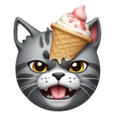 Angry Cat with ice cream on head sticker