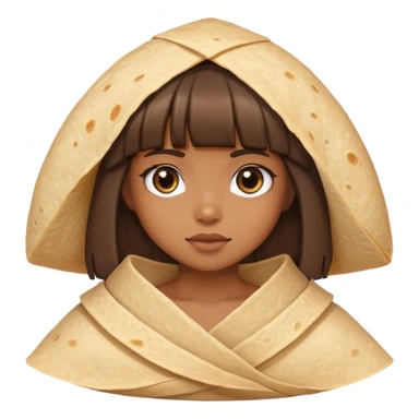 Tan girl with bangs wrapped in tortilla  sticker