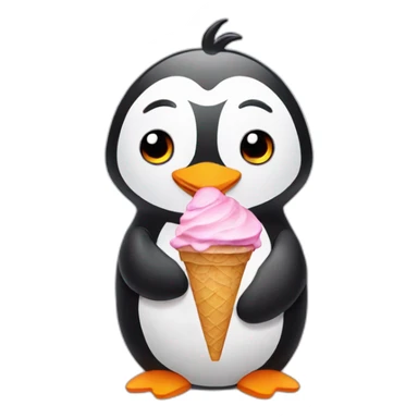 Pinguin with ice cream sticker