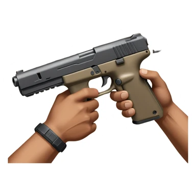 hands gripping an assault rifle or pistol in the foreground, inspired by Call of Duty Modern Warfare 2. The background features a battlefield with enemies in the distance, creating a tense and action-packed atmosphere. Transparent background highlights the focus on the weapon and combat. sticker