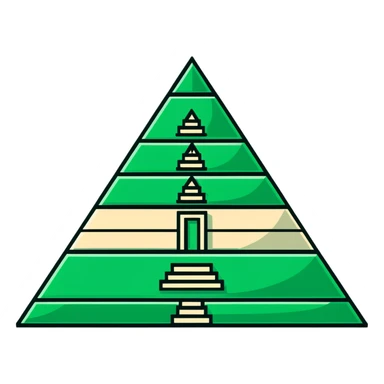 Maya pyramid symbol - inbox overflow, precise geometric lines, ONLY white and deep green colors, no other colors, flat design, hieroglyphic style sticker