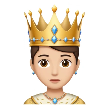 person in elegant attire attending a royal ball, with a crown and ballroom background sticker