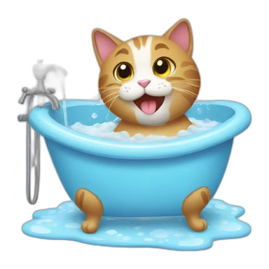 cat having a bath sticker