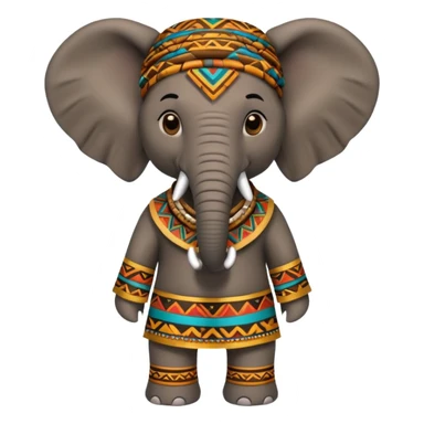 a-3d-cartoon-african-elephant-from-the-1800s-wearing-traditional-african-tribal-clothing,-calm-expression,-natural-background,-memoji-style-realism. sticker