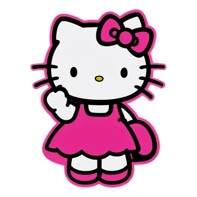 Hello kitty waving pink sticker