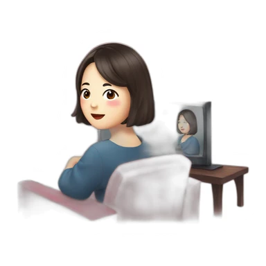 Kim Min-jeong watching romantic television sticker
