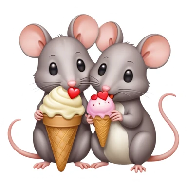 two rats eating ice cream together with hearts  sticker