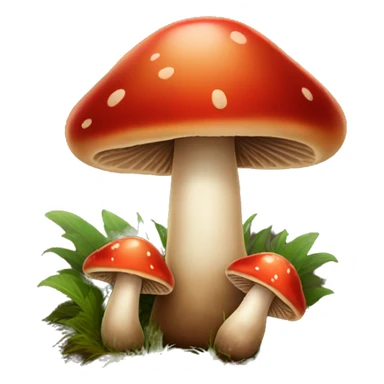 Red and brown mushrooms on the ground sticker