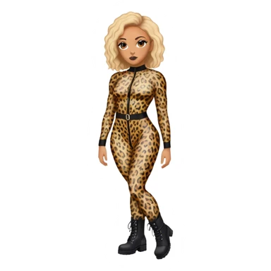 Melanie Brown wearing a tight leopard print two piece bodysuit and combat boots sticker