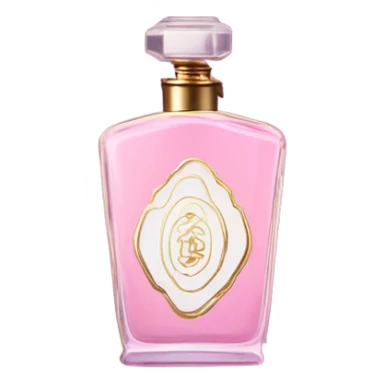 Aesthetic still life of delicate pink carnations beside a vintage purple perfume bottle. sticker