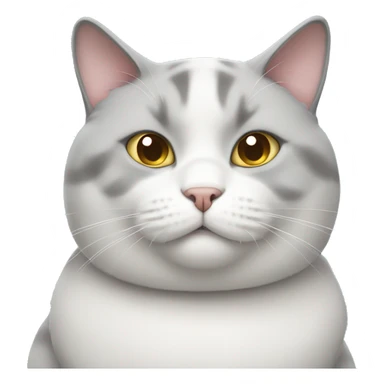 Super Fat white and grey cat sticker