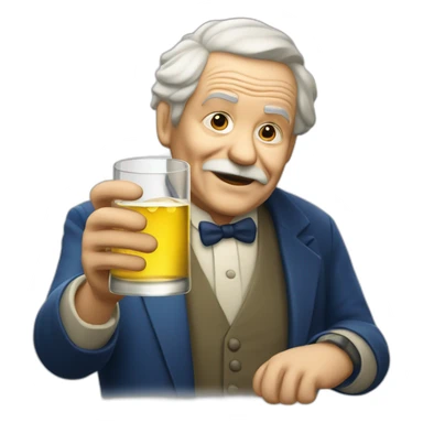 Old drunk man with becherovka sticker