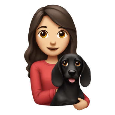 Cute Brunette girl long hair with black sausage dog sticker