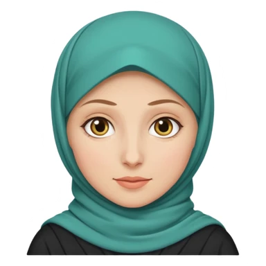 Make a girl with a hijab duolingo emojies styles and make her white and only her face appear and looking forward not left or right sticker