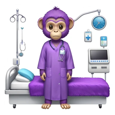 Purple monkey in the hospital  sticker