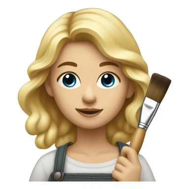 Blonde artist painting sticker