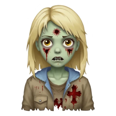 Create a zombie girl with dark hair and medium blonde highlights.  sticker