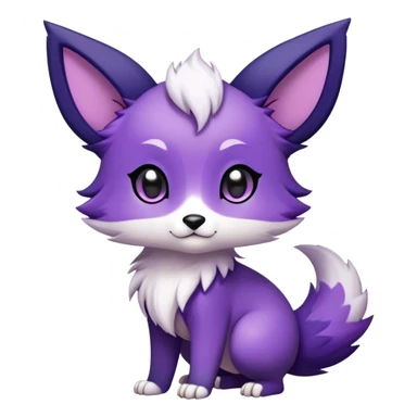High quality Cute Adorable Kawaii Chibi Fur-Sona Purple fur, white belly, white tail-tip, black legs, black ears, Fakemon-creature-animal-vernid-hybrid Full Body, facial markings sticker