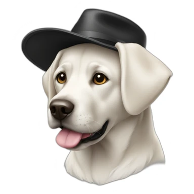 Black and white labrador eith hat sticker