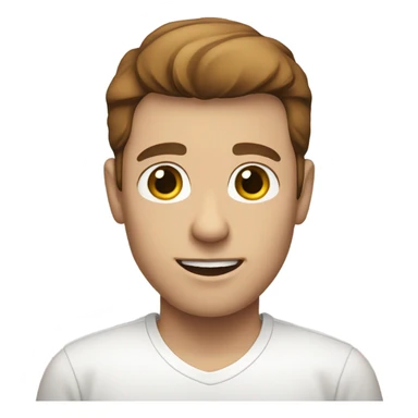 white guy with brown hair in white shirt  sticker