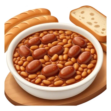 Baked beans with 2 sausages and a slice of bread  sticker