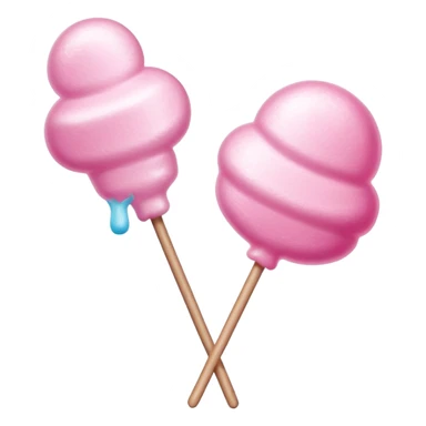 Glossy pink cotton candy on stick with shiny sugar crystals and reflective highlights sticker