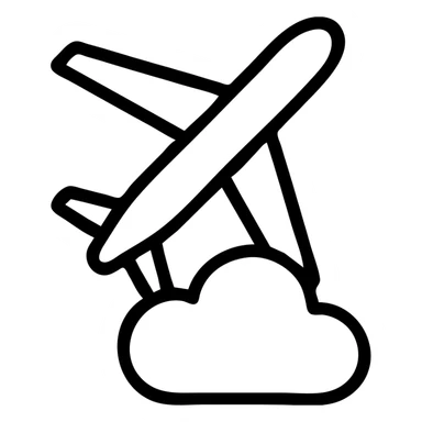 fine line airplane flying above a single cloud, simple outline, minimalistic and clean sticker