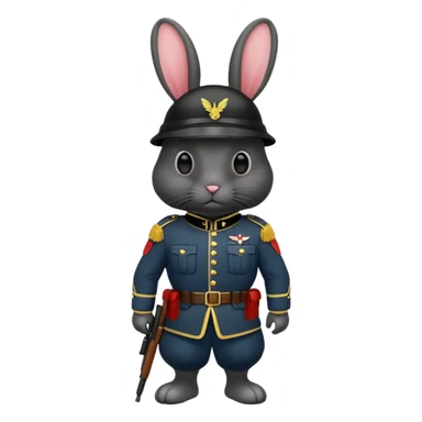 black rabbit with soldier costume sticker