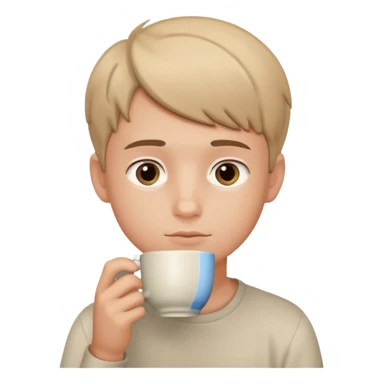 contemplative boy with cup sticker