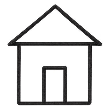 Icon of a house in Kaliningrad, hand drawn, black outlines, no fill, simple and clean, top view sticker