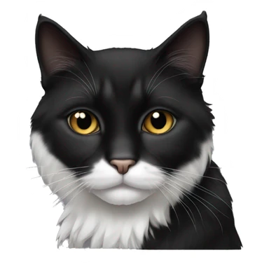 Black long haired cat with muzzle half black half white sticker