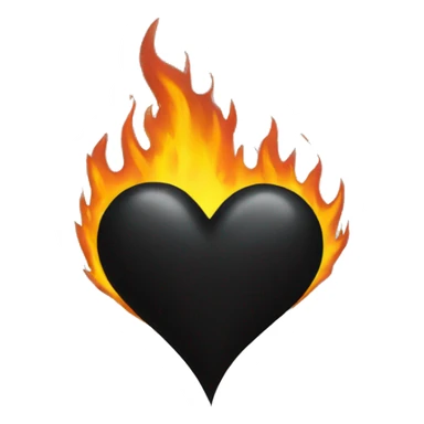Black heart with black fire sticker