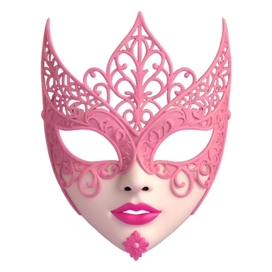 3D gothic mask with pink lace, dramatic and elegant sticker