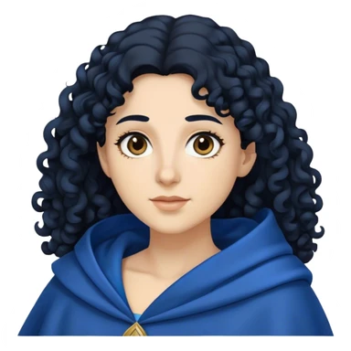 Mujer hebrea con manto azul y pelo negro rizado sticker