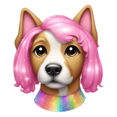 All Pink sparkly dog with rainbow  sticker