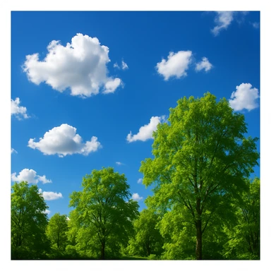 A sunny day with trees, sky, and clouds sticker