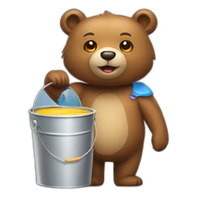 BEar with  paint bucket sticker