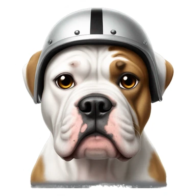 American bulldog with cropped ears wearing a raiders helmet sticker