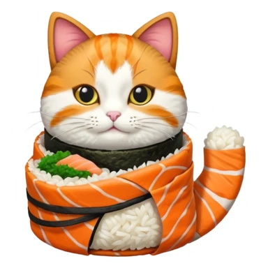 cat dressed as a piece of sushi sticker